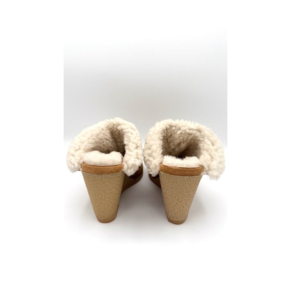 Isabel Marant Takita Tan Brown Suede Shearling Wedge Mule Heels Size 38 NWOB - Picture 9 of 14